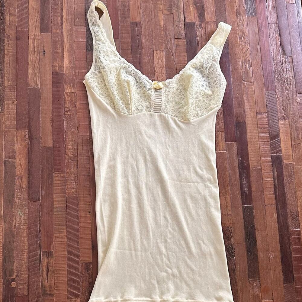 Mid Century Yellow Lace Tank/Camisole, Slip Top, Stretchy